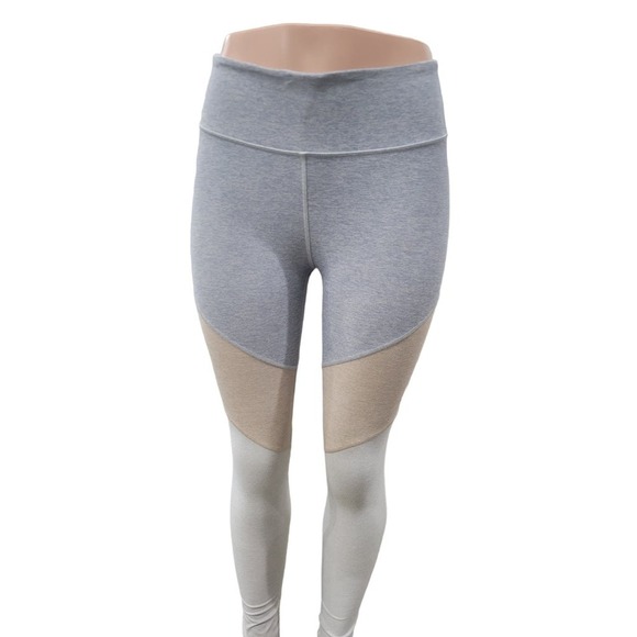 Outdoor Voices Spring 7/8 Color Block Athletic Leggings Blue Tan Grey Size Small - Picture 2 of 12